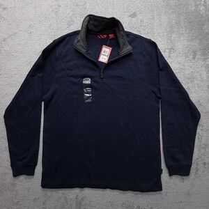 Izod Sweater Mens‎ Large Navy Quarter Zip Mock Neck Pullover NWT Long Sleeve